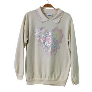 Vintage Bobbi Brooks Sweatshirt Women's Medium‎ Heart Scalloped Collar